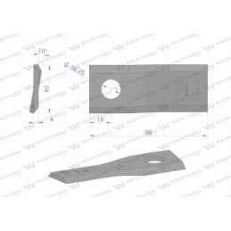 Dešinysis vejapjovės peilis 98x40x4mm skylė 16 2 padavimas