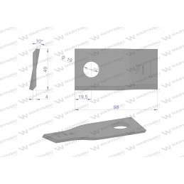 Dešinysis vejapjovės peilis 98x48x4mm skylė 19 naudojimo atvejų