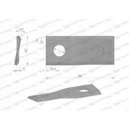 Dešinysis vejapjovės peilis 94x40x3mm skylė 16 naudojimo atvejų