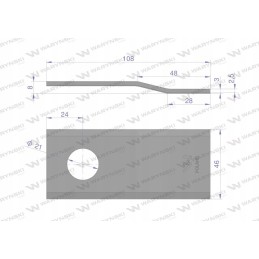 Išlenktas vejapjovės peilis 108x46x3mm skylė 21 panaudojimas