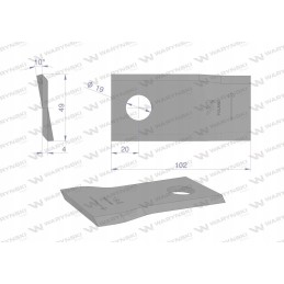 Kairysis vejapjovės peilis 102x48x4mm skylė 19 panaudojimų