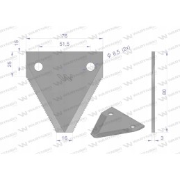 Derliaus nuėmimo peilis 80x76x3mm skylė 8 5 naudokite din113