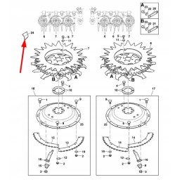 Lca90655 kairysis pašarų kombaino peilio dantis