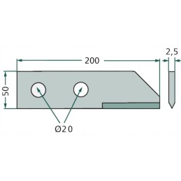 Pašarų kombaino pjovimo peilis 200x50x2 5mm hf 40150
