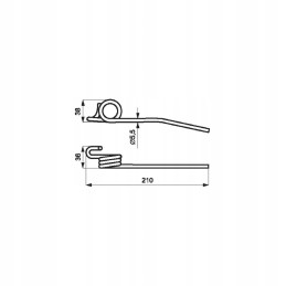 Pirštų variklis kairėje, dl 210mm fi 5 5mm john deere