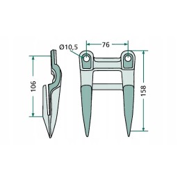 Kaltuotas dvigubas bajonetas John Deere Z11228