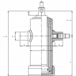 Nuvertimo cilindras su ąsele, trijų pakopų eiga, 500mm