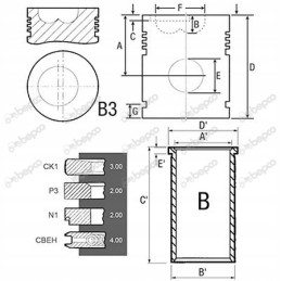 Variklio remonto komplektas oe105mm, oe 35mm kaištis