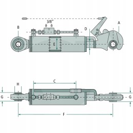 Hidraulinė viršutinė jungtis 2 kat. 740 1140 mm