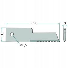 Pašarų kombaino fiksuotas peilis 198x50 mm mf nh jd 89516450