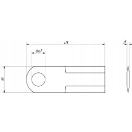 Šiaudų smulkintuvo peilis 178x60x5 mm arba 30 mm