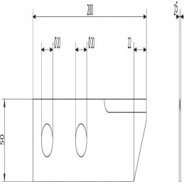 Smulkinimo peilis 198 x 50 x 2 5 oe 20 kilnojamas lygus