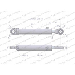 Hidraulinis cilindras, dvipusis prailginimo cilindras