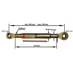 Centrinė viršutinė jungtis 500 700 mm m30x3 5 kategorija 1 2