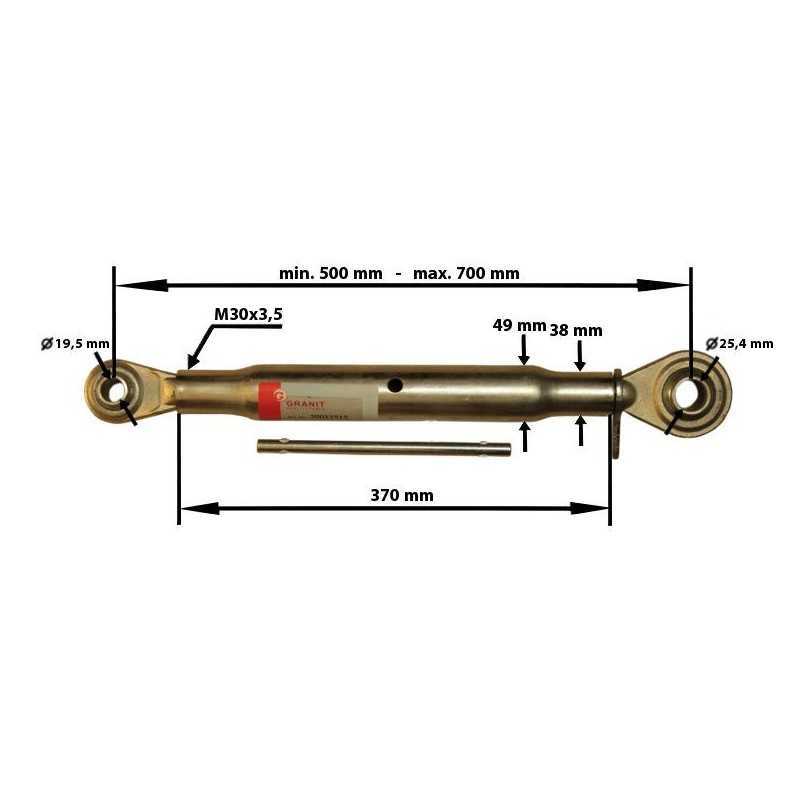 Centrinė viršutinė jungtis 500 700 mm m30x3 5 kategorija 1 2