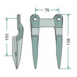 Dvigubas bizoninis durtuvas be kotelio nuo 058