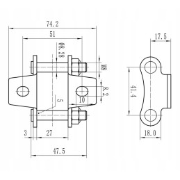 Grandinės jungtis, tiesus kaištis su bizono rankena