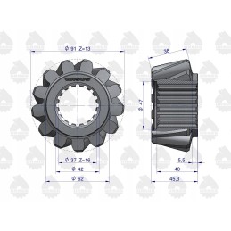 Pora Zetor C360 atakuojančių ratų, kūginis dantukas 591125338u