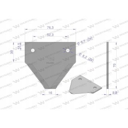 Derliaus nuėmimo peilis 70x76x2 8mm skylė 5 5 naudojimas 688