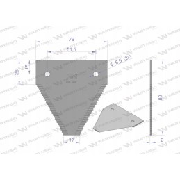 Derliaus nuėmimo peilis 80x76x2mm skylė 5 5 naudokite 61467