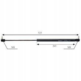 Galinio lango dujinė spyruoklė min 265 max 525 m8