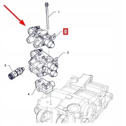P5s59101011 skirstytuvas su 3 poromis išorinių hidraulinių išėjimų