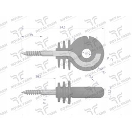 Apvalus izoliatorius su 6 skersmens varžtu medienai su įmontuotais elementais