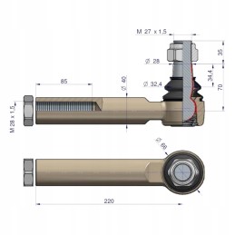 John Deere Warynski rutulinė jungtis kairė dešinė