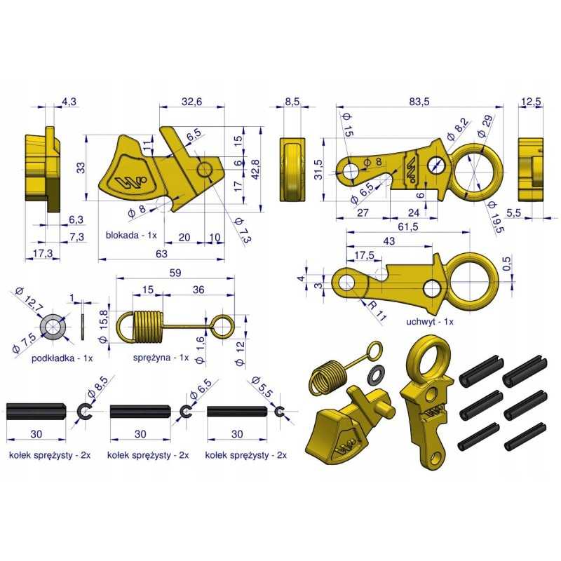 Cat 2s kabliukų Warynski w618zes remonto rinkinys