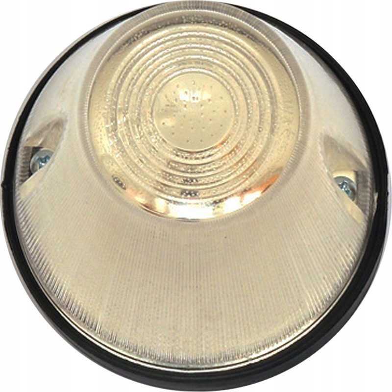 Aukštai baltas priekinis gabarito žibintas yra apvalus