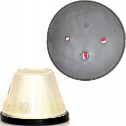 Aukštai baltas priekinis gabarito žibintas yra apvalus