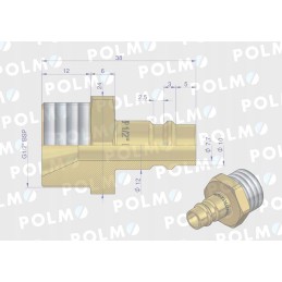 Pneumatinė greitoji jungtis p26 nw7 2 kištukas 1 2