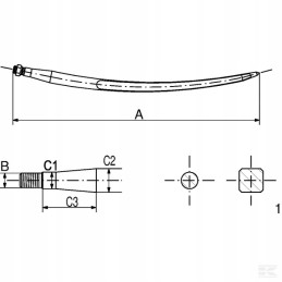 Krautuvas, paprastas kvadratinis profilis 45x1250 mm