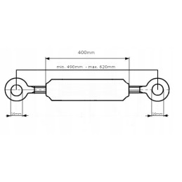 Viršutinė jungtis, kabelis 490 620mm kampas 0 m20x2 5mm