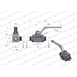 Trijų krypčių hidraulinis vožtuvas 3 2 m22x1 5 Warynski