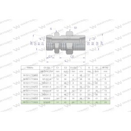Metrinės pertvaros jungtis BB M36x2 28l Warynski