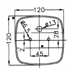 Kvadratinis galinis kombinuotas žibintas, 12v, raudonas granatas