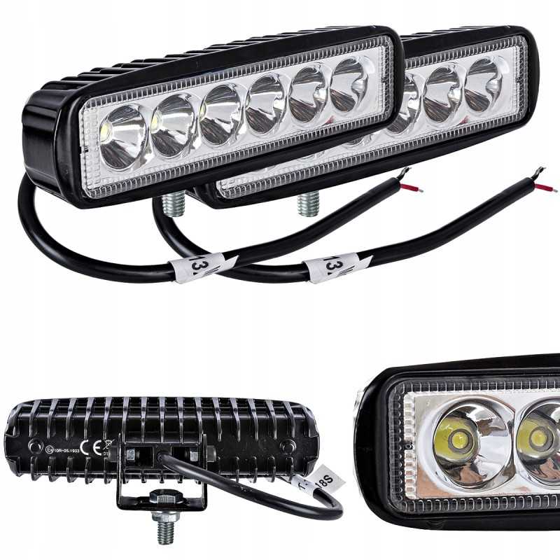 LED darbo lempa 18w 12 24v plokščia, koncentruota, 2 vnt