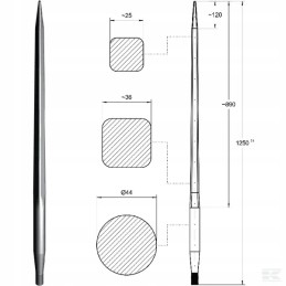 Krautuvas tiesus kvadratinis profilis 44x1250mm