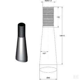 Krautuvas tiesus kvadratinis profilis 44x1250mm