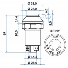 JCB 701 29500 galinių ratų pavaros jungiklio mygtukas