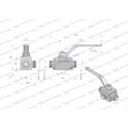 Trijų krypčių hidraulinis rutulinis vožtuvas 3 2 m22x1 5 1