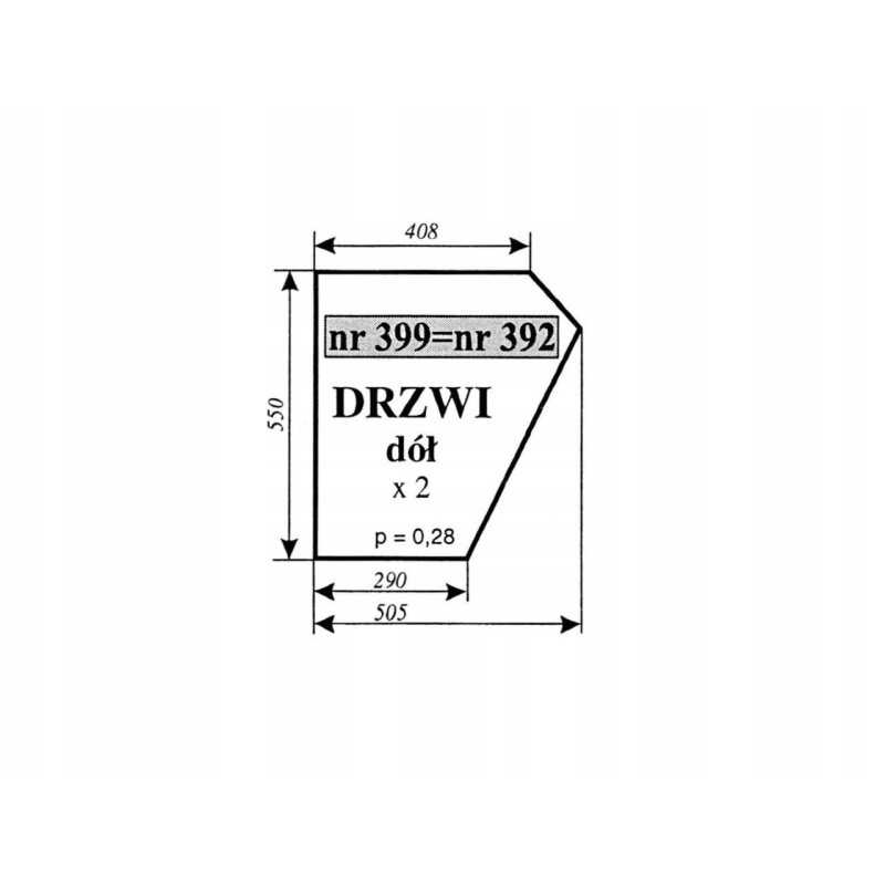 Apatinių durų stiklas massey ferguson 255 392