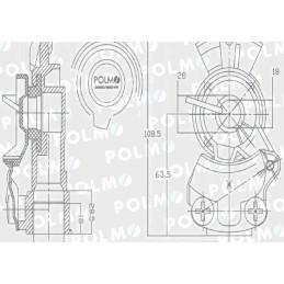 Ortakio jungtis traktoriui, dvipusei priekabai