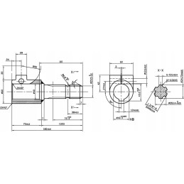 PTO reduktorius vidinis 40 mm išorinis 1 3 8 su 6 l 180 mm
