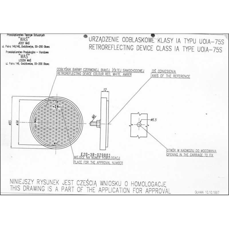 Oranžinis atšvaitas, varžtas 8 5cm ilgio