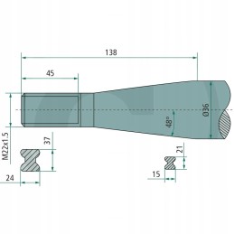 Priekinis krautuvas tur m22x1 5 išlenktas 680 mm z