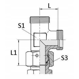 Tee jungtis su asimetrine veržle M22x1