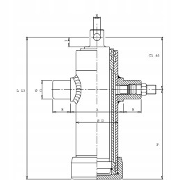 Nuvertimo cilindras su ąsele, dviejų pakopų eiga, 695mm