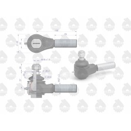 Trumpa dešinė rutulinė jungtis, sriegiuota, su veržle